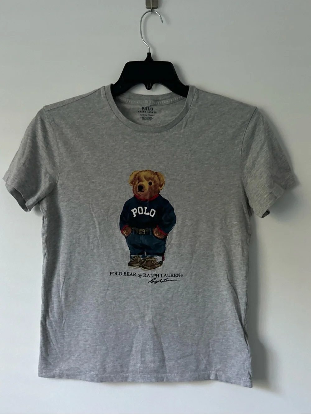 Polo Ralph Lauren Men’s BEAR Knit Sweater Classic Fit T-shirt, Gray, Size Small